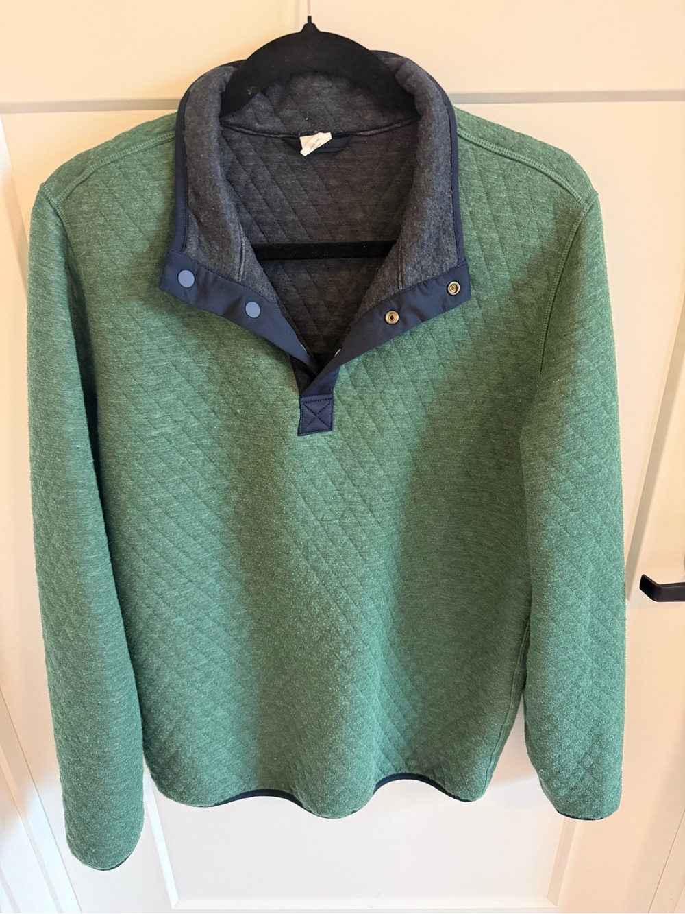 Marine Layer Corbet Quilted Snap Pullover Green Navy Medium Sweatshirt